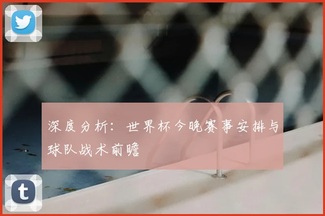 深度分析：世界杯今晚赛事安排与球队战术前瞻